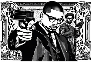 black history , malcom x with a gun , black panthers tattoo idea
