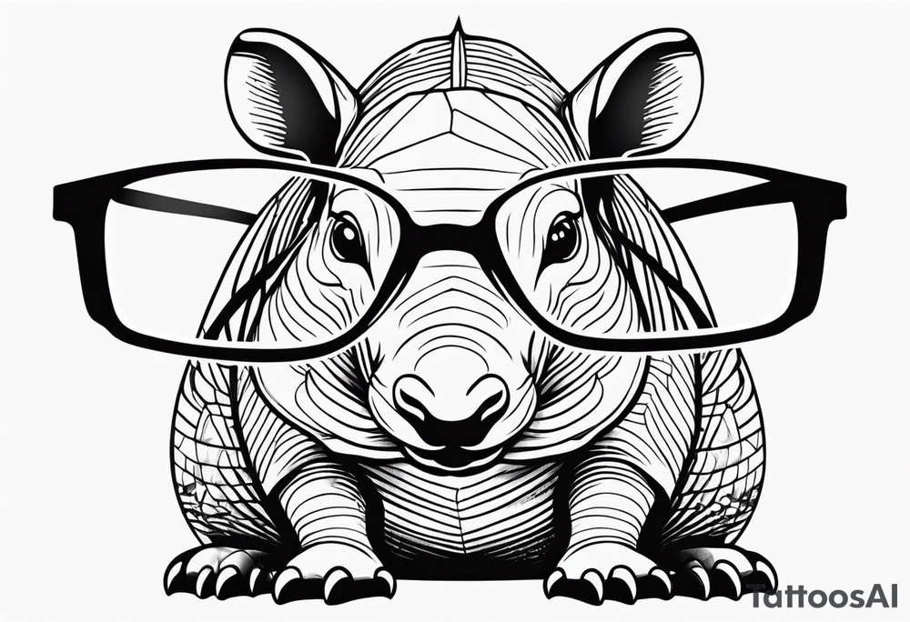 cute armadillo with glasses on tattoo idea