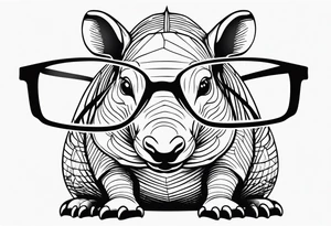 cute armadillo with glasses on tattoo idea