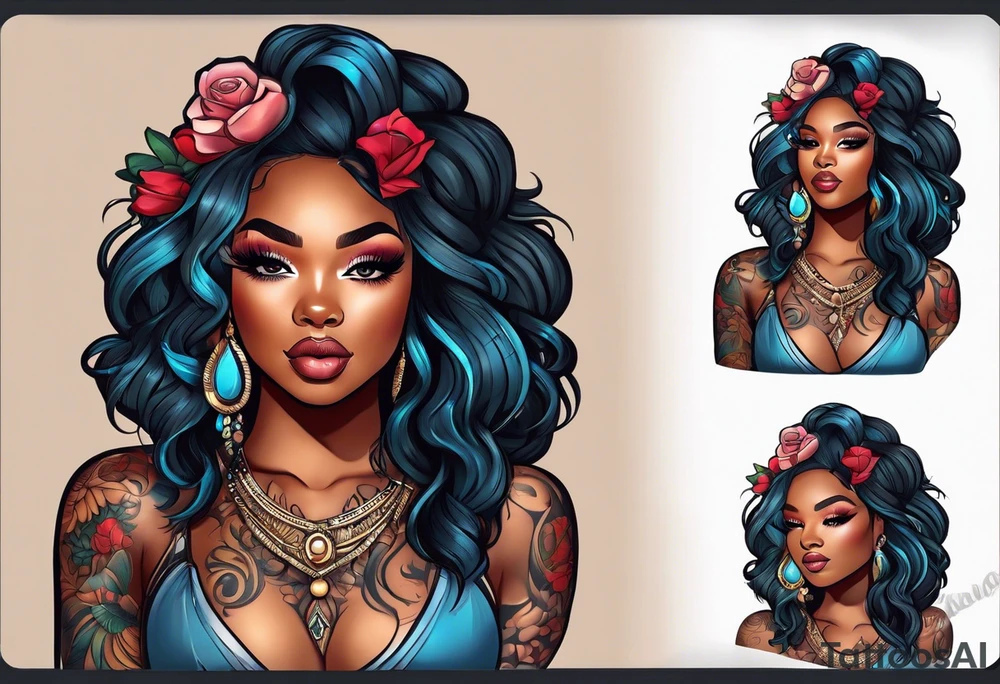 Thick black girl full body tattoo idea