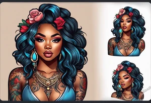Thick black girl full body tattoo idea