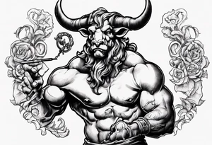 minotaur holding a labris tattoo idea