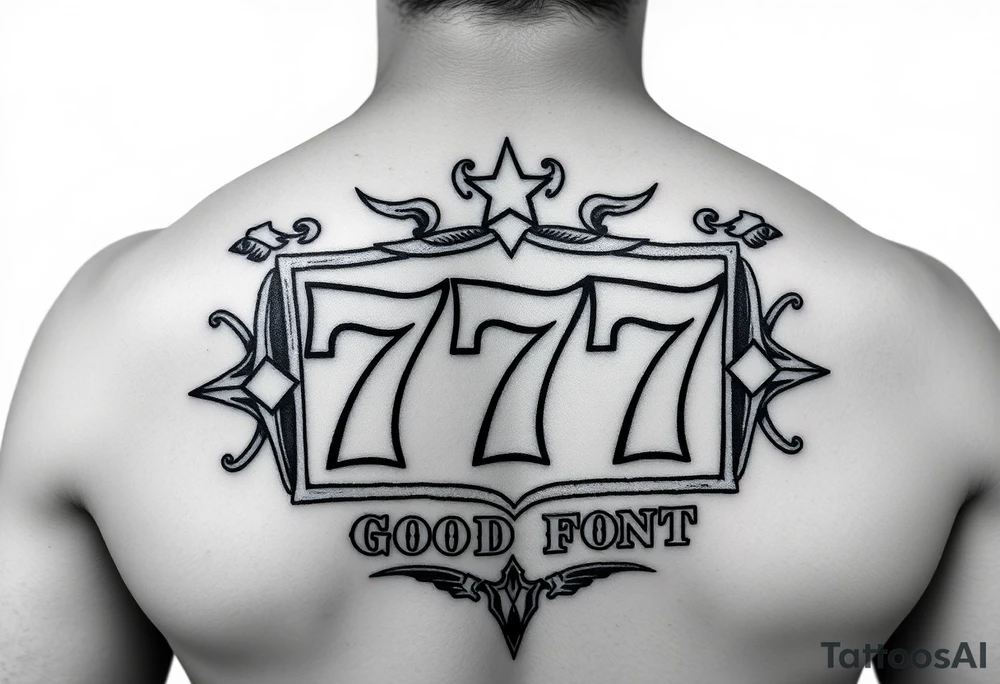 Western jackpot 777 slot with good font tattoo idea