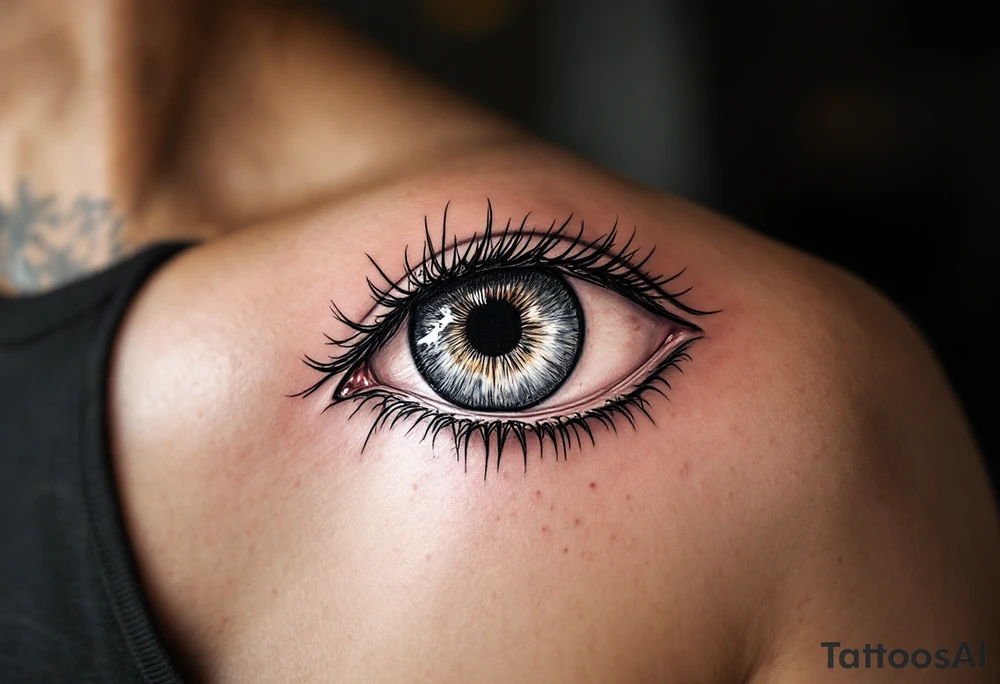 A vivid eyeball tattoo inked directly onto the sclera (white of the eye tattoo idea