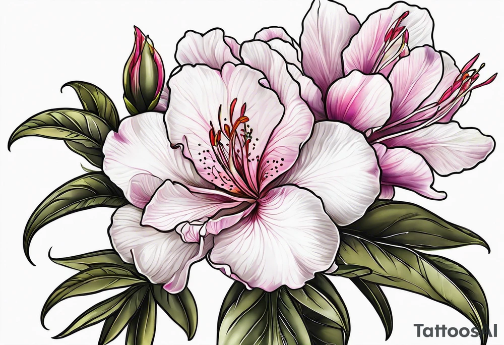 2 azalea flowers with branch tattoo idea
