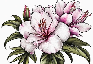 2 azalea flowers with branch tattoo idea