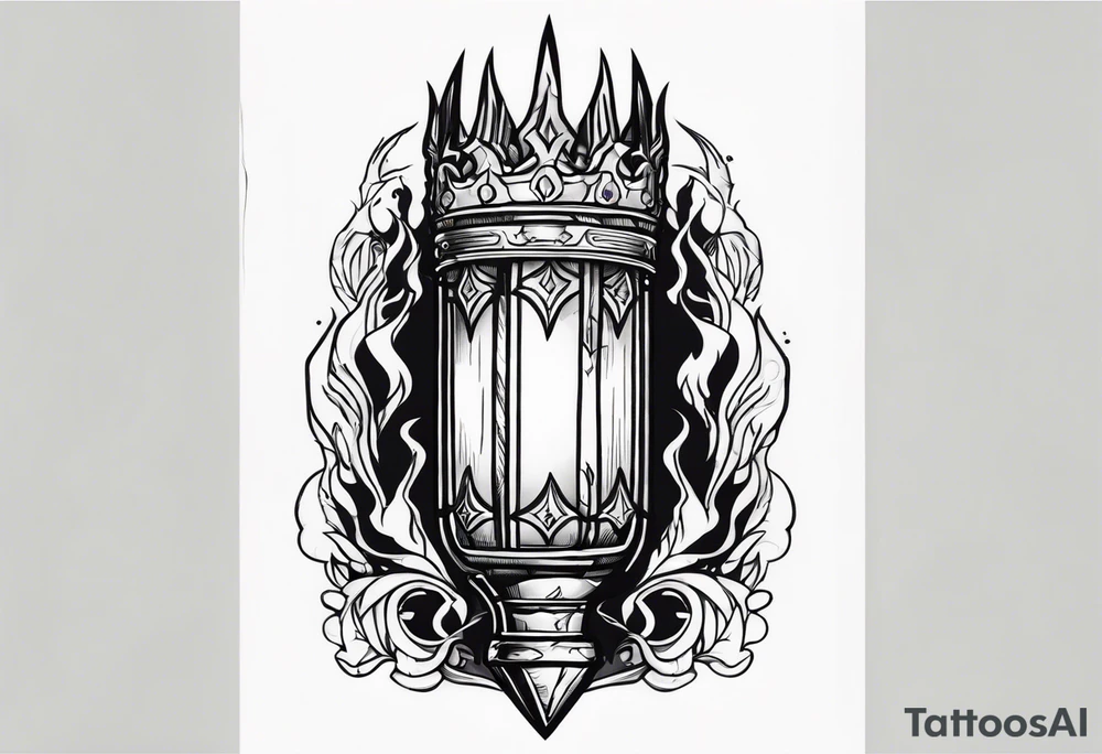 a knight's gauntlet holding a torch tattoo idea