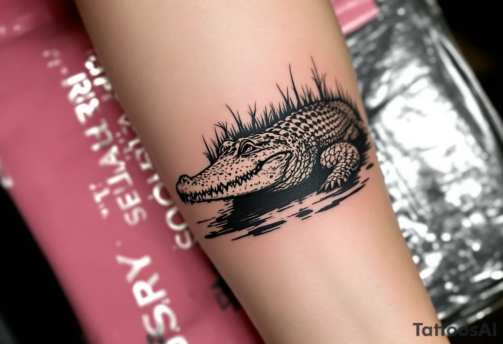 Sheriff alligator in the swamp tattoo idea