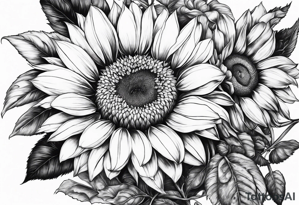 Tournesol,  Fleur roses , Caméra, vague , palmier tattoo idea