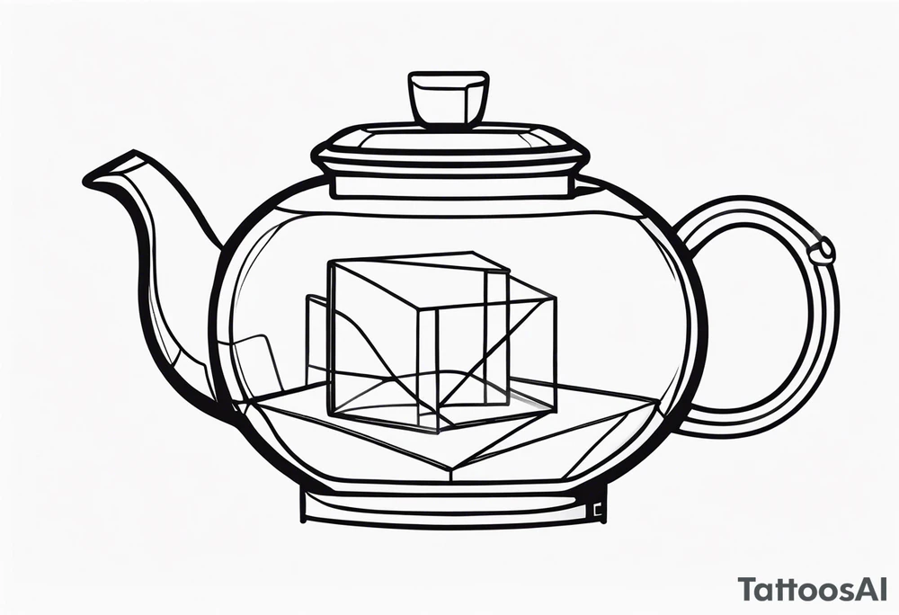 Teapot with 3-d cube tattoo idea