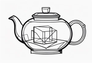 Teapot with 3-d cube tattoo idea
