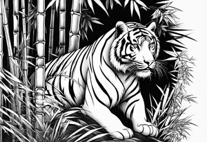 Crouching Tiger in bamboo forest tattoo idea