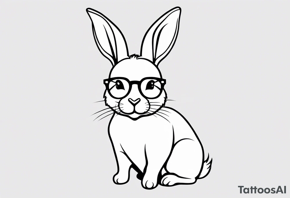 cute rabbit with glasses on tattoo idea