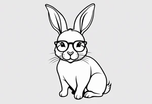 cute rabbit with glasses on tattoo idea