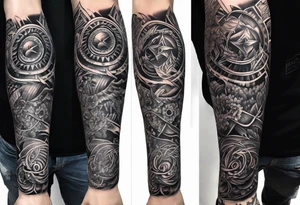 religous arm sleeve tattoo idea