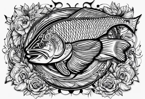 Fishingpole with memorium of a friend tattoo idea