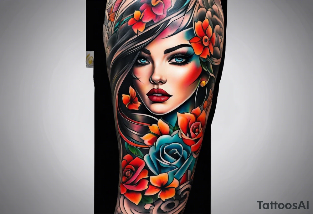 Full leg tattoo sleeve square tattoo idea