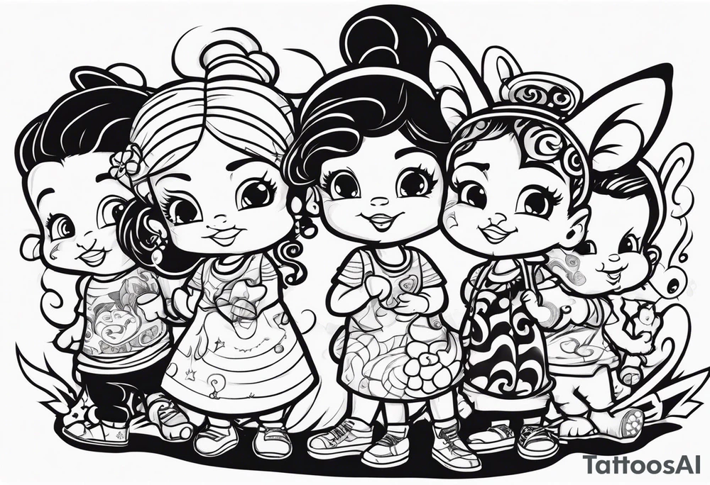 SMALL CHILDREN, OF DIFFERENT RACES, 8 EARS OLD, IN A GROUP OF 5 tattoo idea