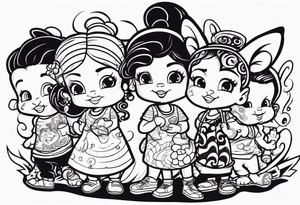 SMALL CHILDREN, OF DIFFERENT RACES, 8 EARS OLD, IN A GROUP OF 5 tattoo idea