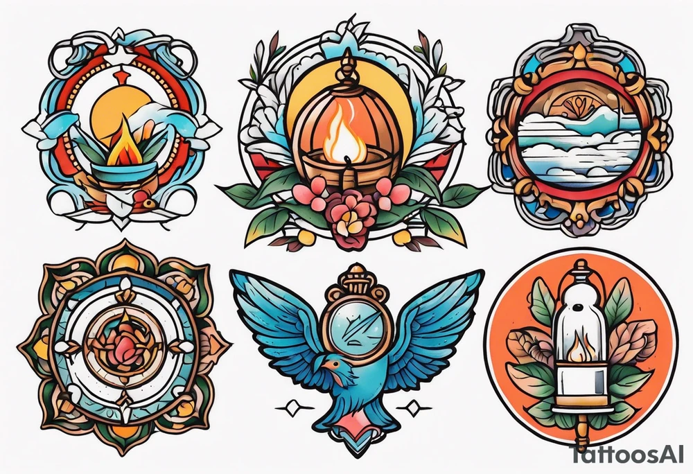 heaven vintage tattoo style old school traditional bold color tattoo idea