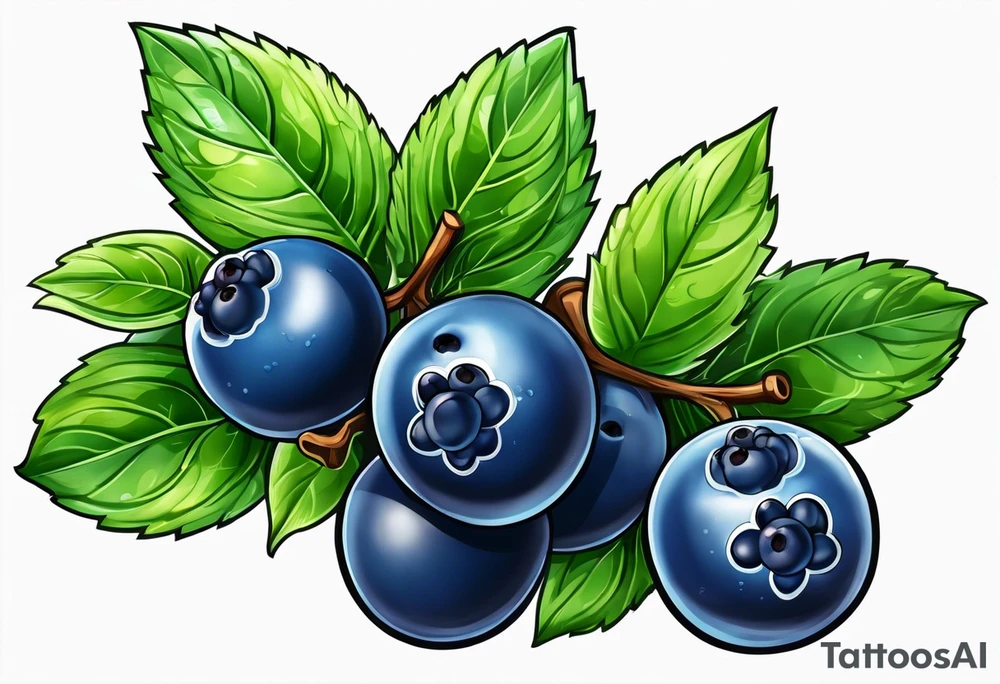 3 blueberries with a leaf tattoo idea