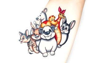 disney animals arm tattoo idea