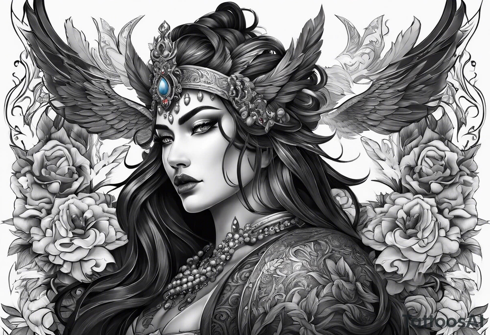 Hades with blue shadowns tattoo idea