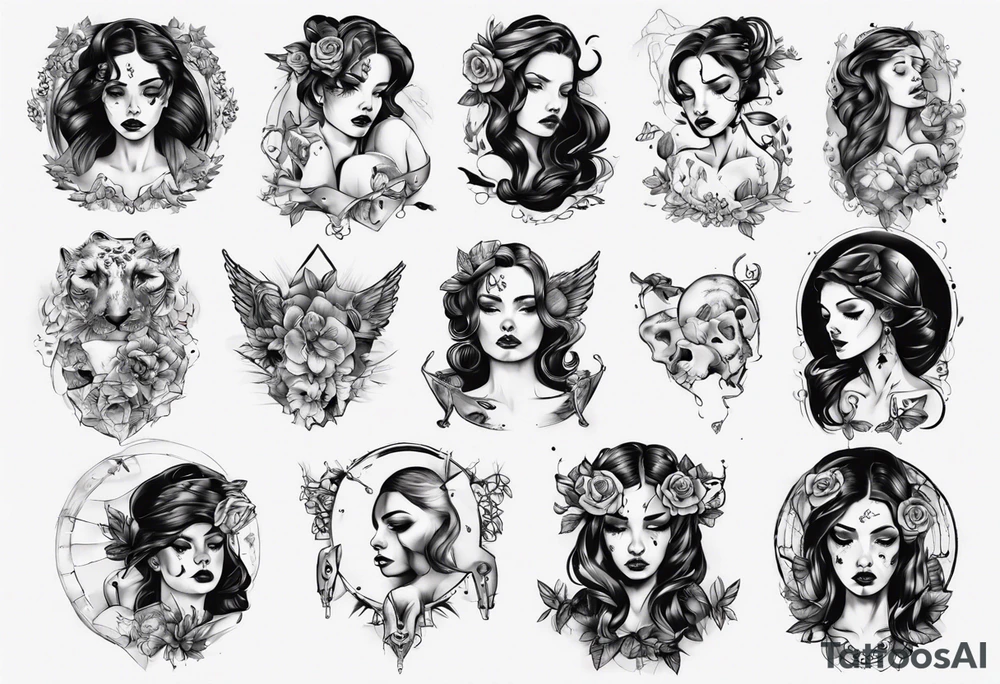sad woman tattoo idea