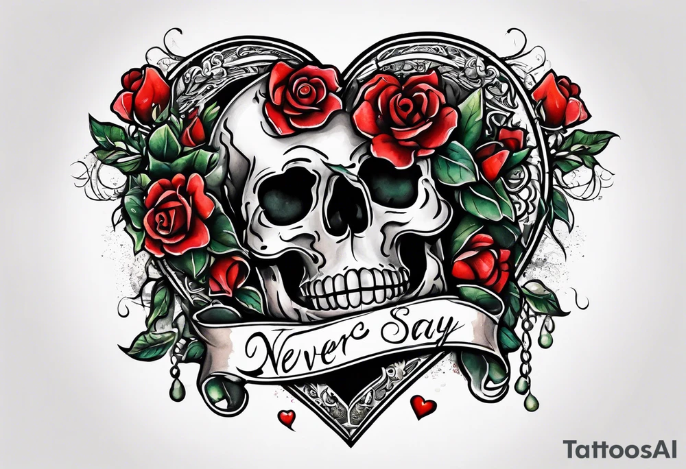 Broken Heart that says Never Say Never tattoo idea