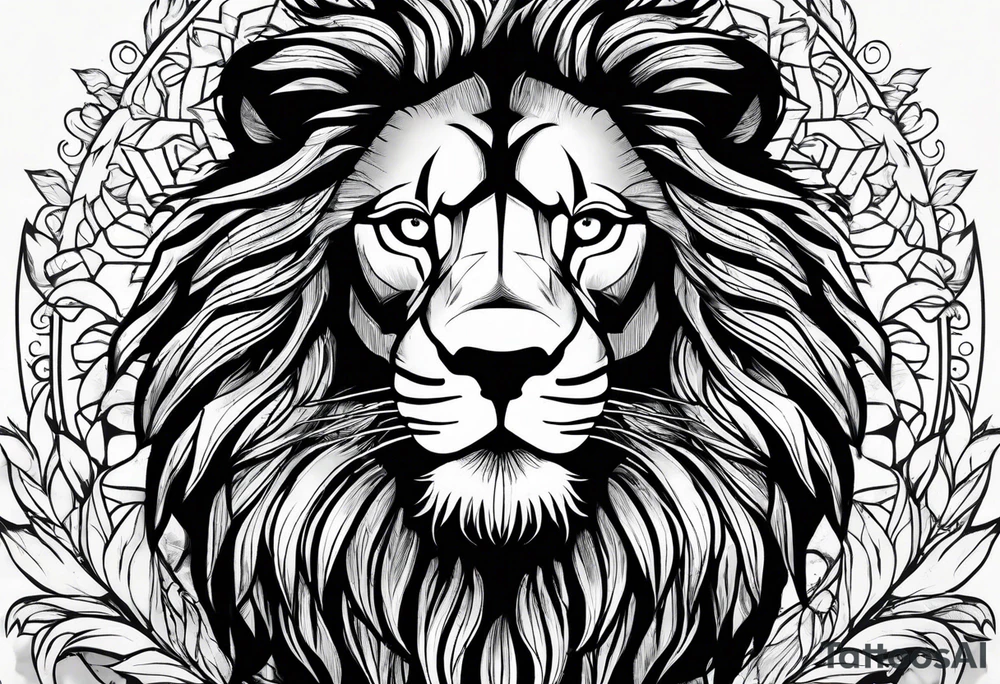 powerful majestic lion, close-up tattoo idea