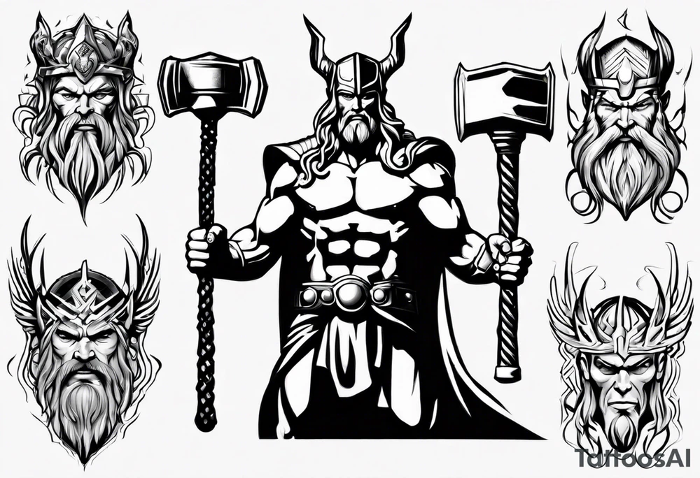 God Thor with a hammer tattoo idea