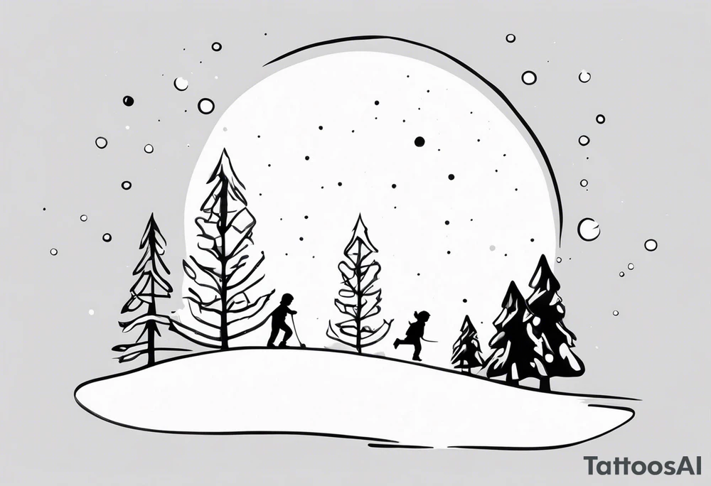 kids playing with snow tattoo idea