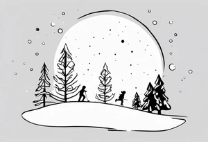kids playing with snow tattoo idea