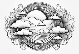 heaven clouds swirl vignette tattoo idea