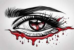Bleeding tear flows from eye tattoo design tattoo idea
