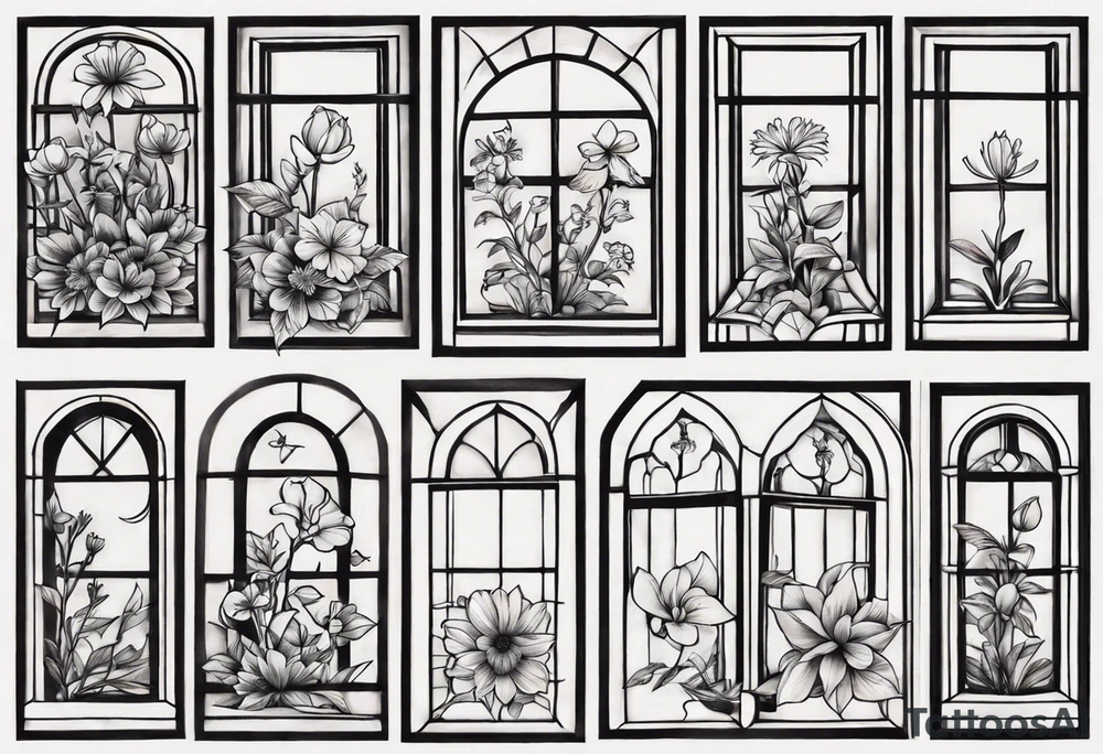 flower in a window tattoo idea