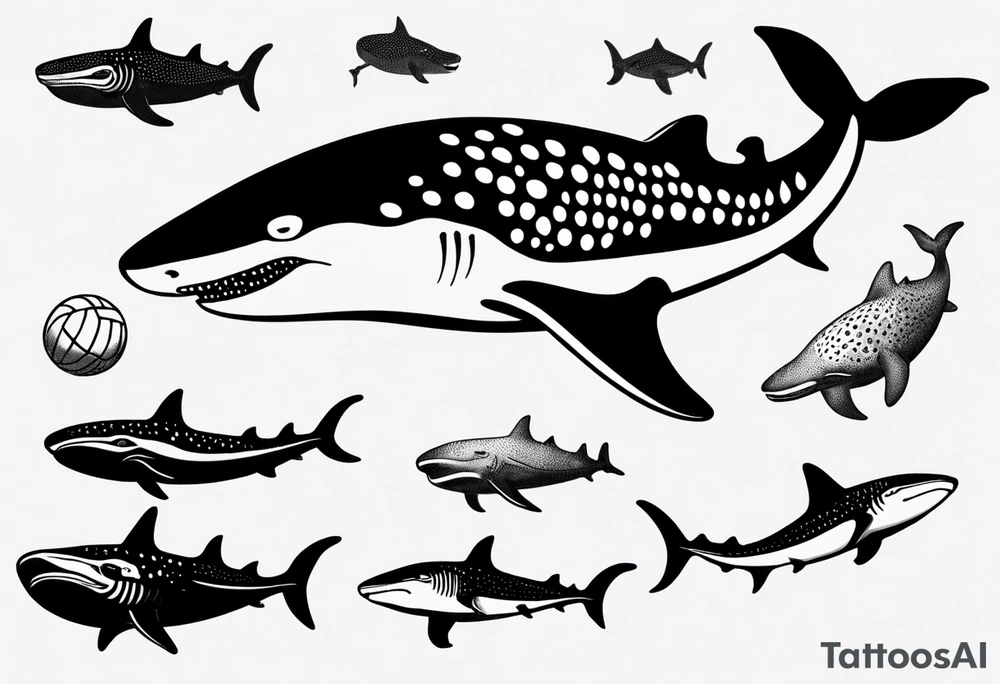 a whale shark playing waterpolo tattoo idea