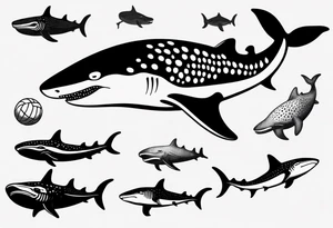 a whale shark playing waterpolo tattoo idea