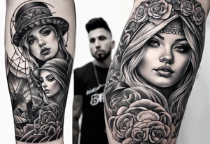 Sibling Tattoo 
3 Motives that match each other 1 brother 2 sisters tattoo idea