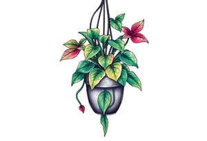 hanging plant in pot tattoo idea