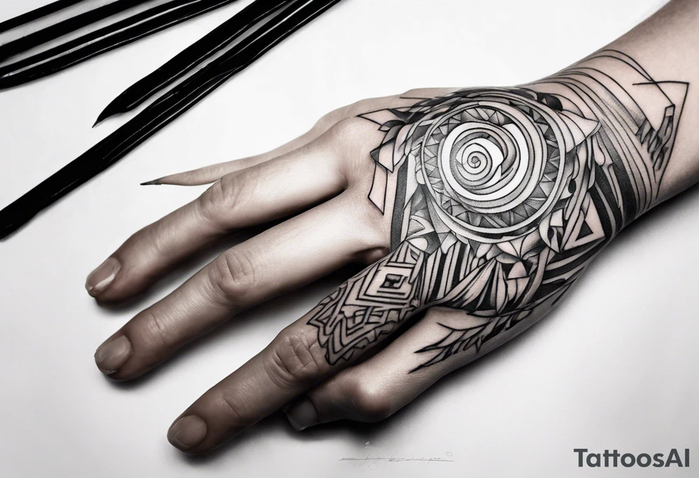 abstract tattoo on the hand tattoo idea