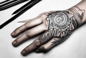 abstract tattoo on the hand tattoo idea