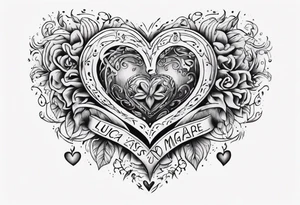 A black heart with the words Lucas and Margaret tattoo idea