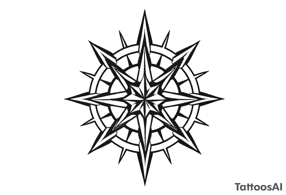 Double layered compass rose tattoo idea