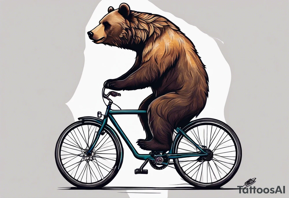 bear riding a bicycle tattoo idea