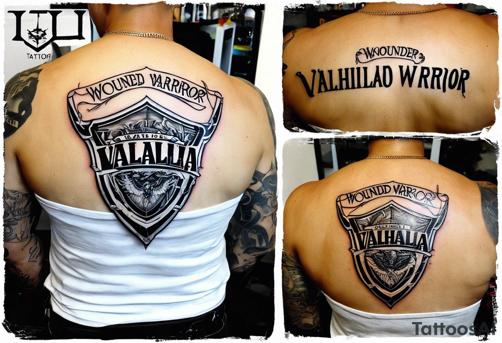 Wounded warrior valhalla shield barb wire tattoo idea