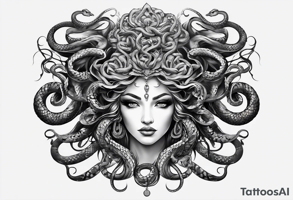 Medusa head with snakes tattoo idea