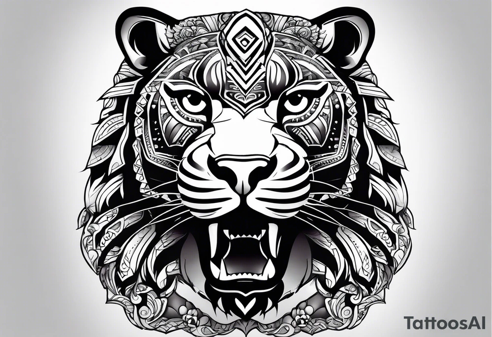 aztec black jaguar sitting tattoo idea