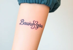 Bright colored ambigram words tattoo idea