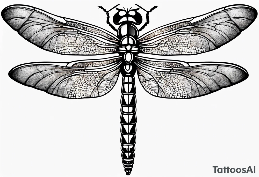 Dragonfly with a body made of a wrench tattoo idea